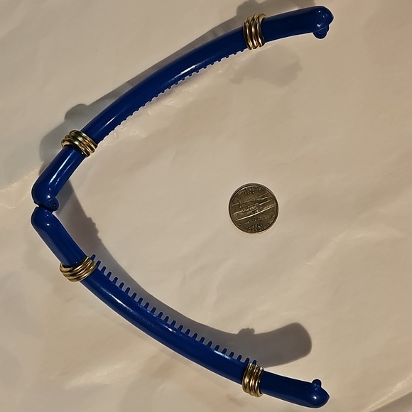 Vintage Banana Hair Clip Blue And Gold - Picture 6 of 7